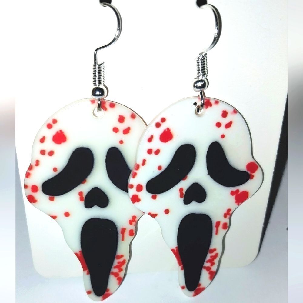 Hand crafted Spooky ghost face hand crafted earrings